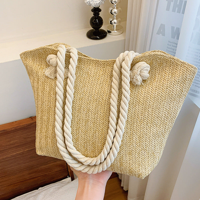 Women's Fashion Straw Large Capacity Shoulder Handbag