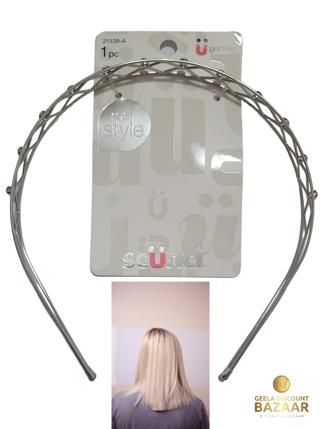 SCUNCI U got this - silver  colored headband with rhinestones 1 Pack