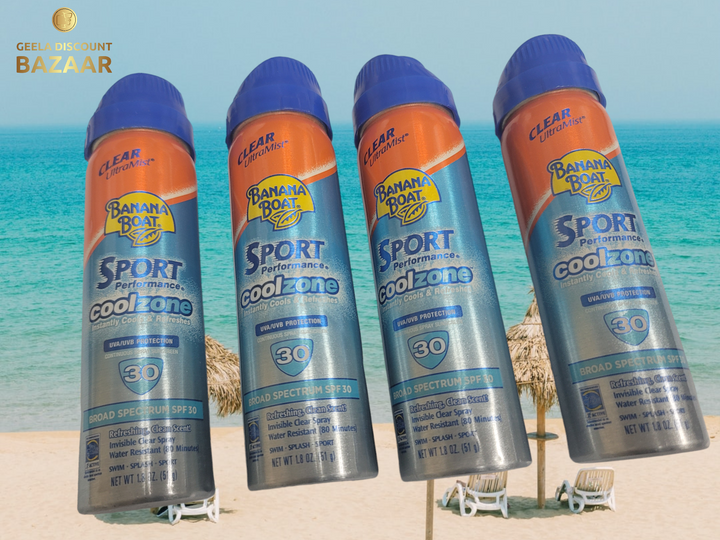 Pack of 2 Banana Boat Sport CoolZone Clear Sunscreen Spray SPF 30, 1.8 Oz