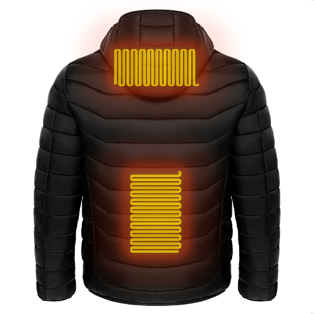 Men and women's Heated Puffer Jacket Electric Heating Coat Insulated Hood Windbreaker 9Heat Zones