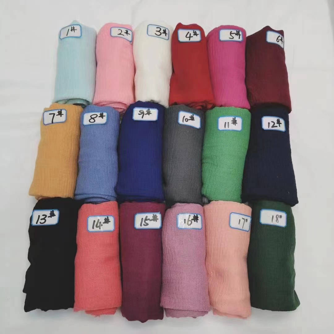 Crinkle scarf - Hijab      ( 90X 180 cm  -  36 X 70 inches )   -   headscarf Soft Cotton  candy Colors