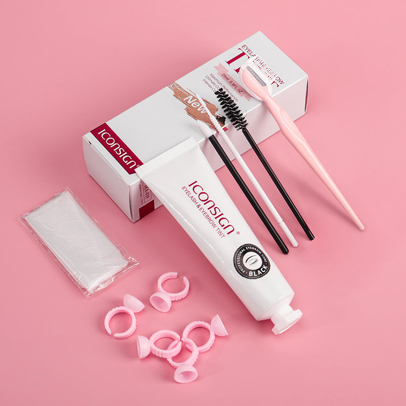 Kit de teinture pour cils et sourcils ICONSIGN - Permanente rapide - Mascara pour sourcils - Crème de tatouage - Imperméable - Longue durée - 60 à 90 jours