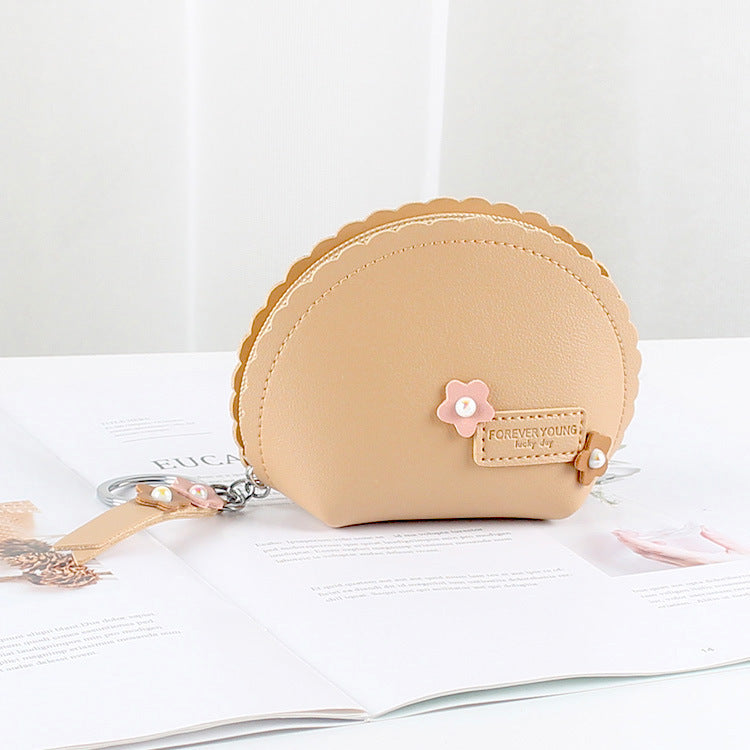 Women's Hand Holding Fan Small And Simple Coin Key Case One-piece Zipper Waterproof Coin Purse