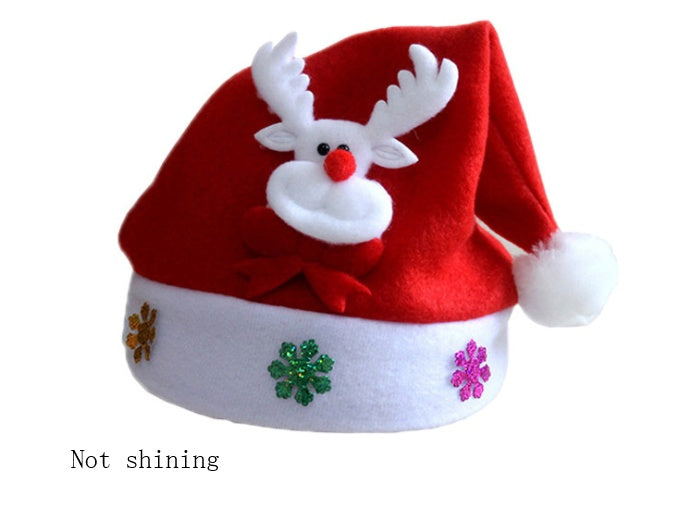 Christmas Decorations Non-woven Cartoon Applique Luminous Hat