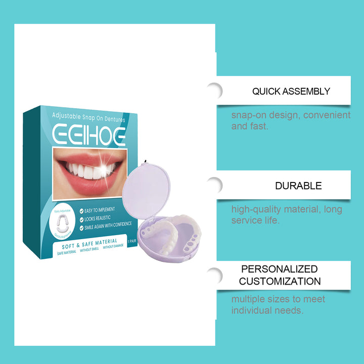 Temporary Teeth Perfect Cover,Adjustable Snap On,Moldable False Teeth For Beautiful Smile,Nature And Comfortable