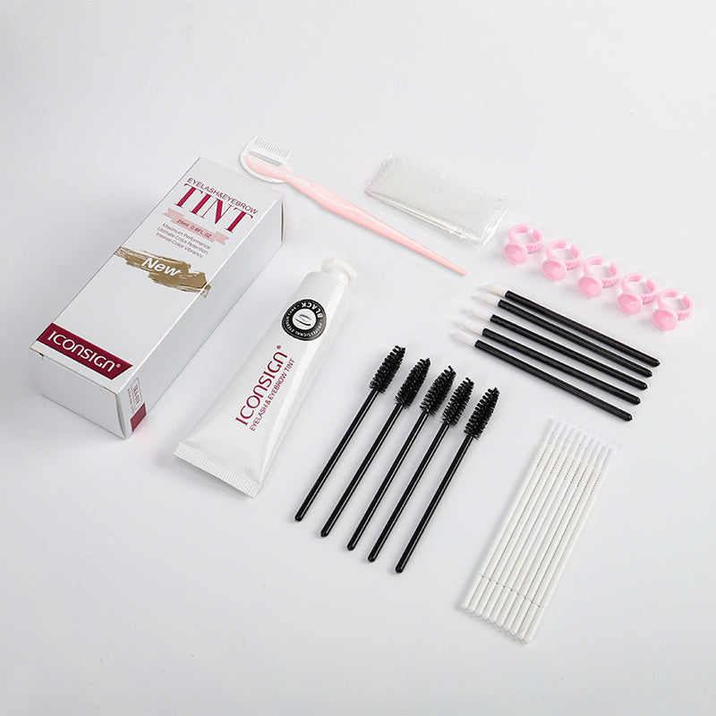 Kit de teinture pour cils et sourcils ICONSIGN - Permanente rapide - Mascara pour sourcils - Crème de tatouage - Imperméable - Longue durée - 60 à 90 jours