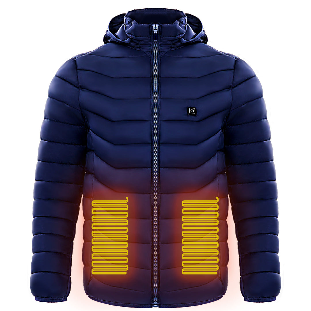 Men and women's Heated Puffer Jacket Electric Heating Coat Insulated Hood Windbreaker 9Heat Zones