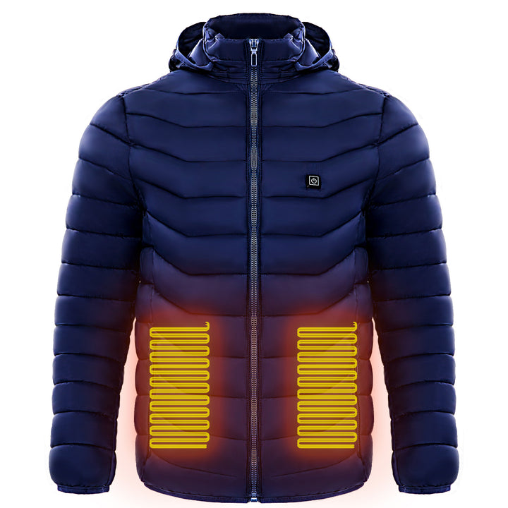 Men and women's Heated Puffer Jacket Electric Heating Coat Insulated Hood Windbreaker 9Heat Zones