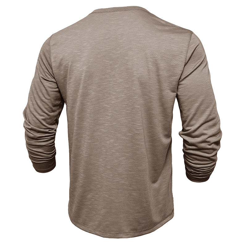 Men's Long-sleeved Henry Collar T-shirt