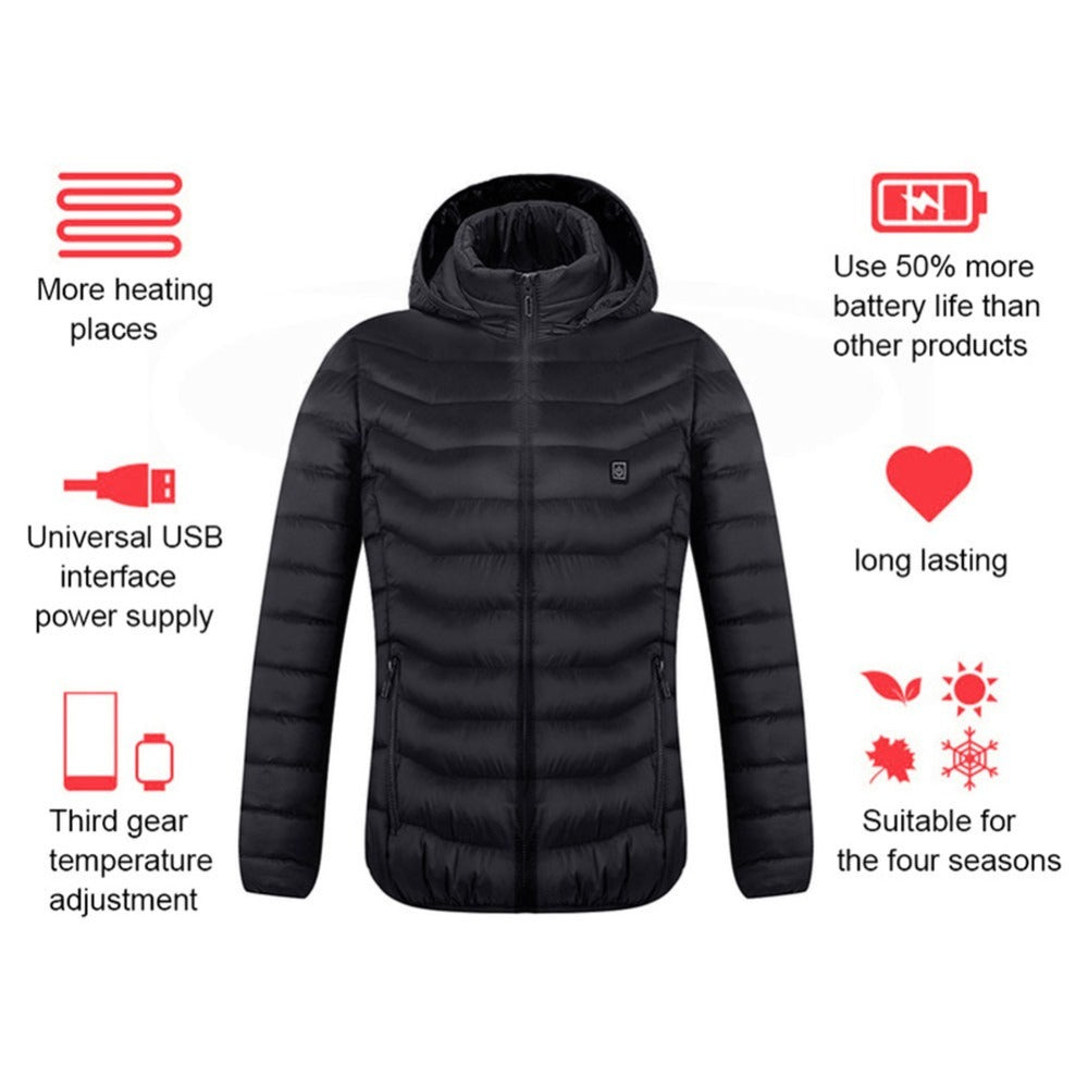 New Heated Jacket Coat USB Electric Jacket Cotton Coat Heater Thermal Clothing Heating Vest Men's  and women's Clothes Winter