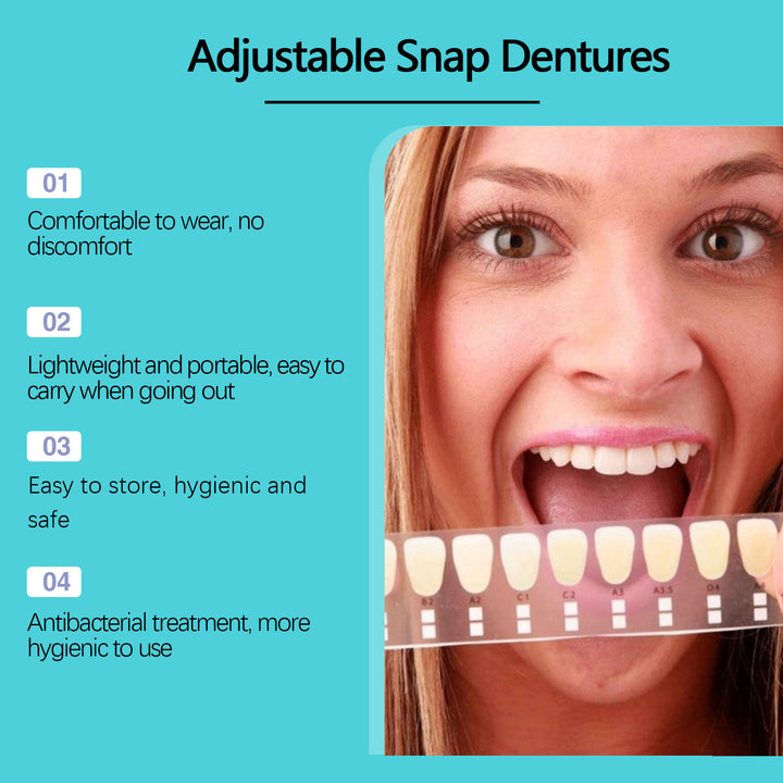 Temporary Teeth Perfect Cover,Adjustable Snap On,Moldable False Teeth For Beautiful Smile,Nature And Comfortable