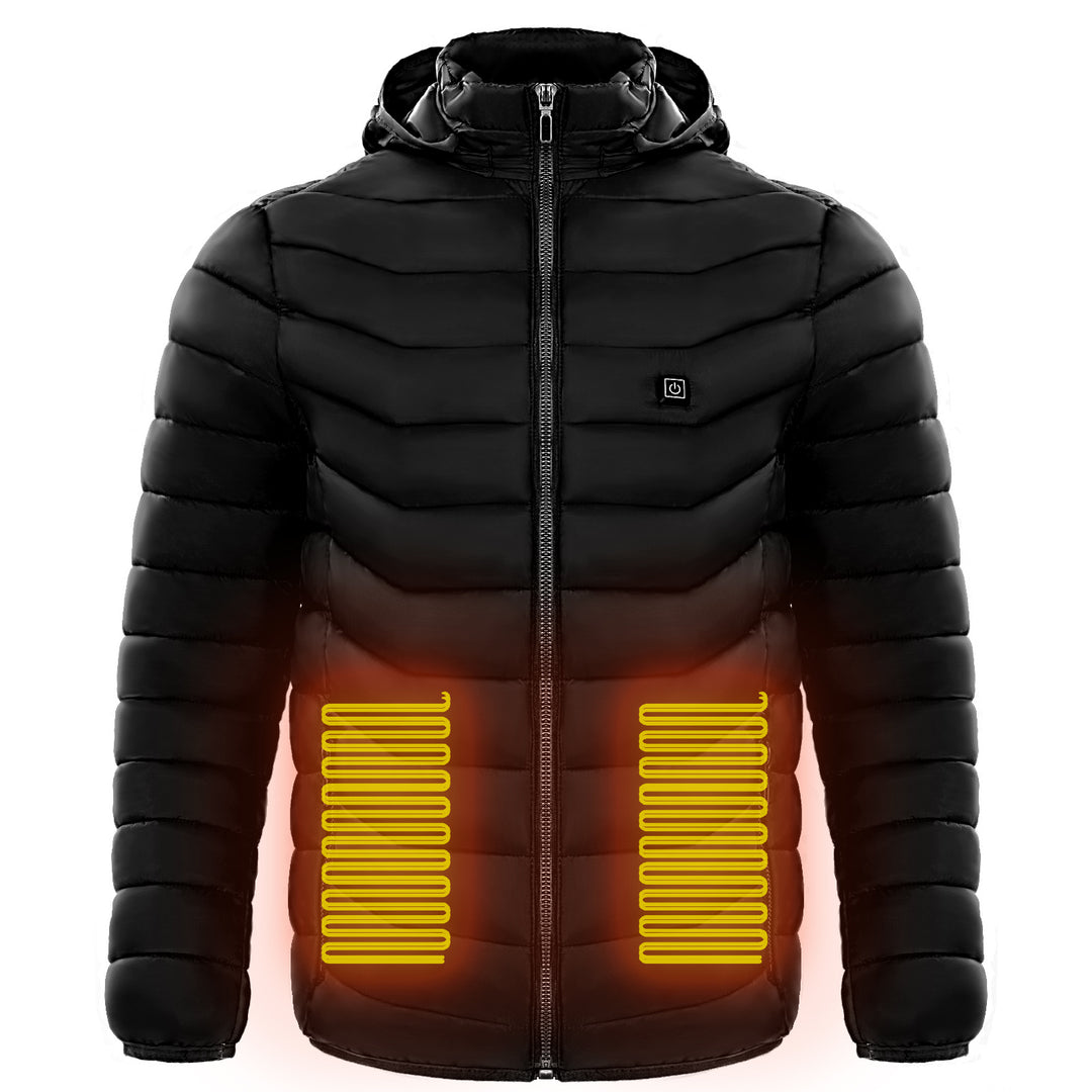 Men and women's Heated Puffer Jacket Electric Heating Coat Insulated Hood Windbreaker 9Heat Zones