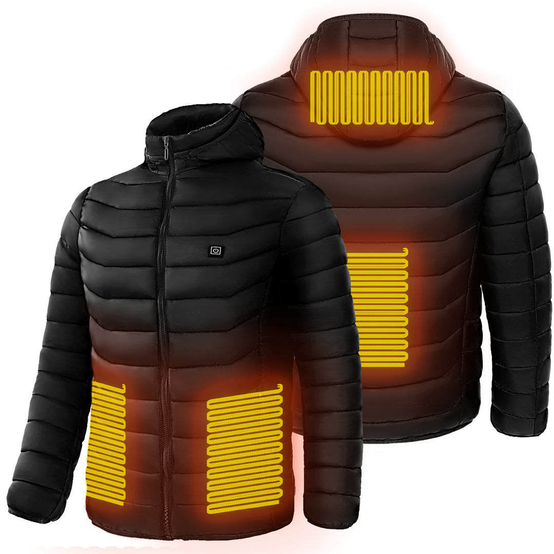 Men and women's Heated Puffer Jacket Electric Heating Coat Insulated Hood Windbreaker 9Heat Zones