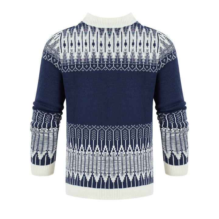 Men's Crewneck Pullover Sweater Unisex Fair Isle Long Sleeve Knitted Sweater