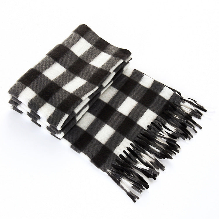 Autumn And Winter Black And White Plaid Plus-sized Thickening Thermal Men's And Women's Scarf