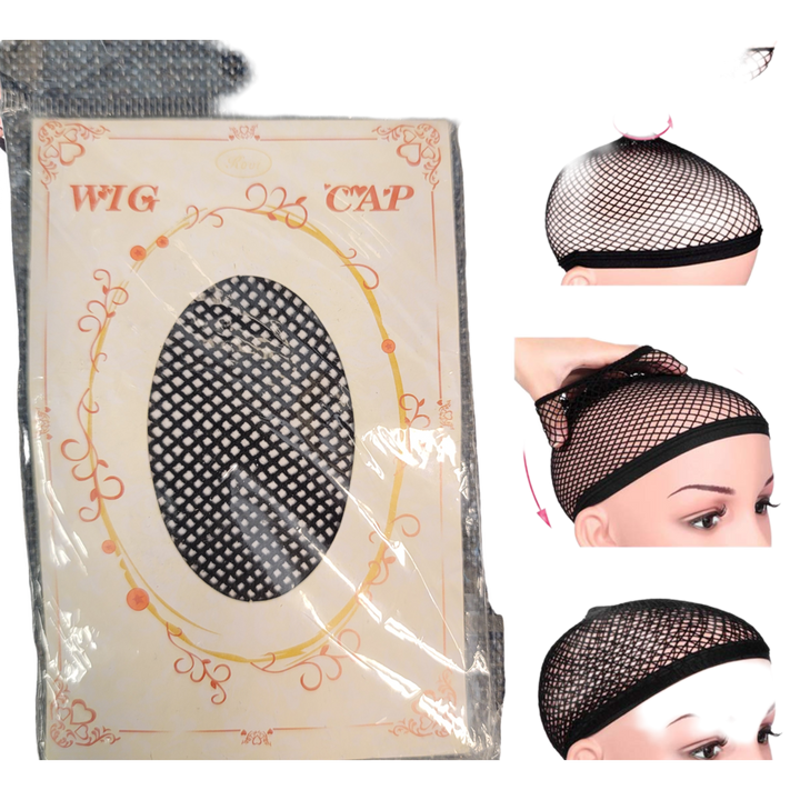 4 Pack Wig Caps - Fishnet -  Wig Cap with Close Dome / Black