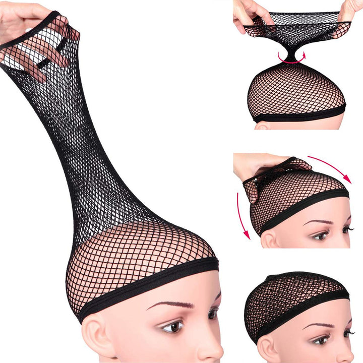 4 Pack Wig Caps - Fishnet -  Wig Cap with Close Dome / Black