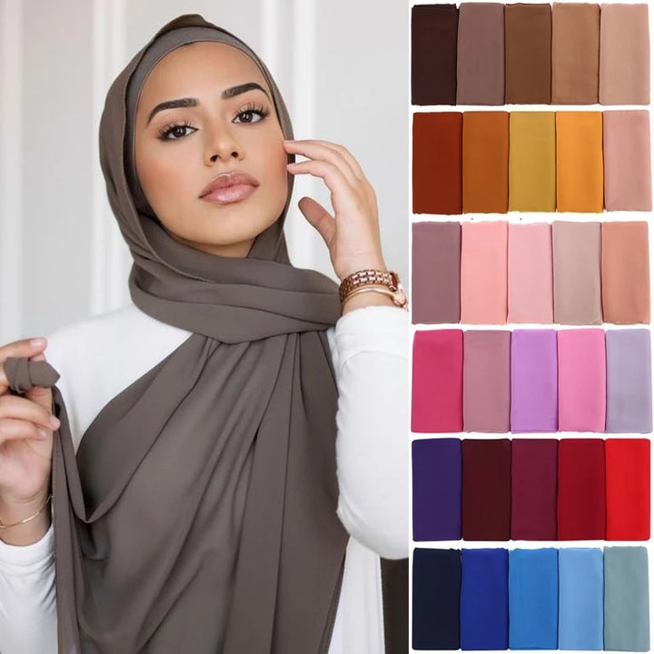 Chiffon Hijab - Scarf  -  solid color   180*70cm - Geela Boutique